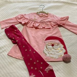 Mudpie Santa Shirt and tights, 18 Months, Pre-owned, worn once, Great Condition